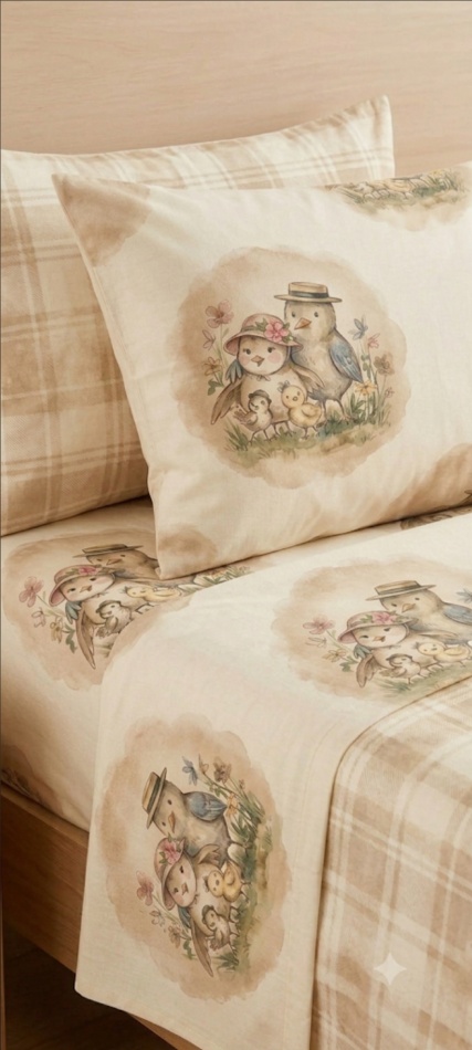 Songbird Meadow Heirloom Linen Bedding & Pillow Set